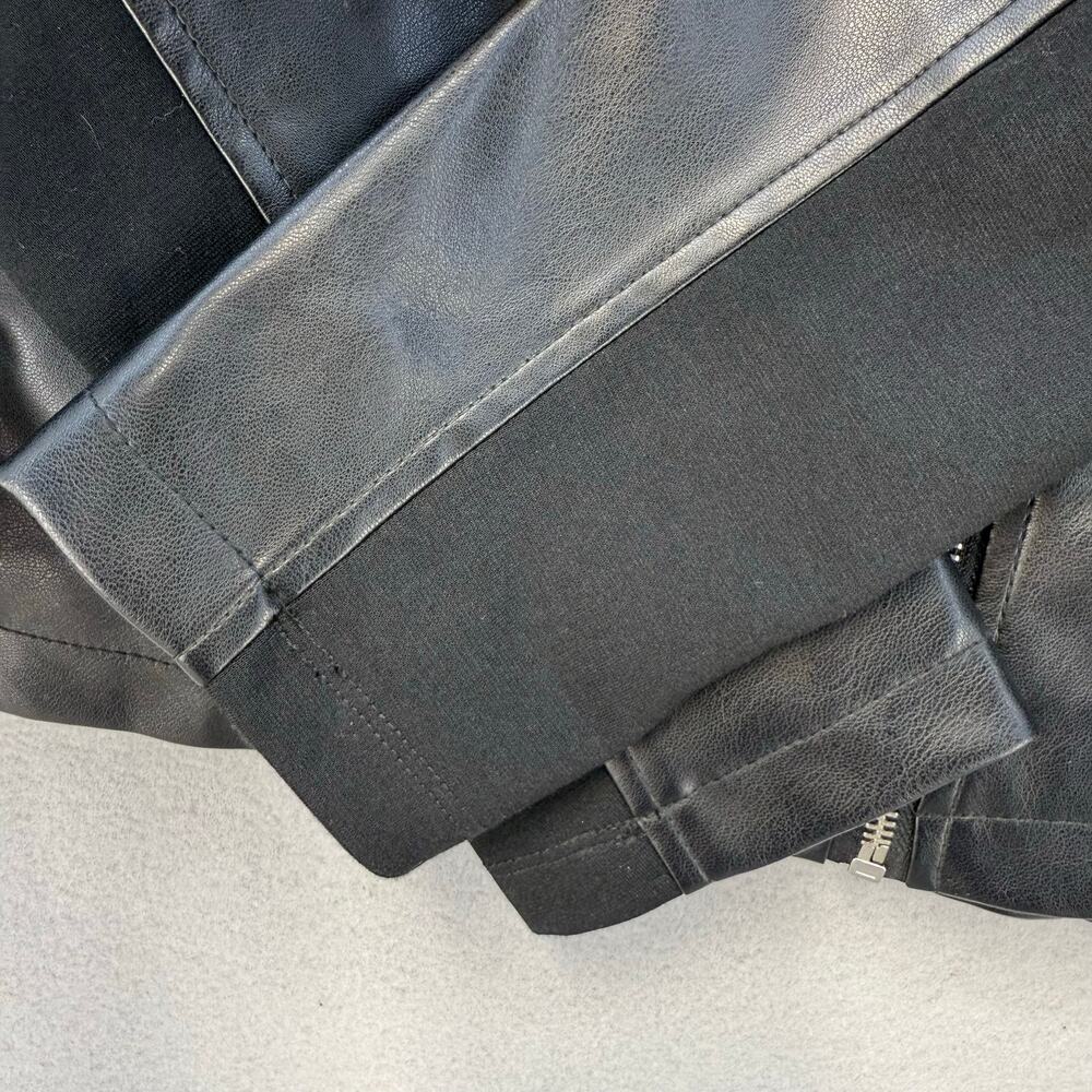 Black Rivet Vegan Leather Jacket Women's L Black GIII Moto Motorcycle Stretch - Picture 9 of 13